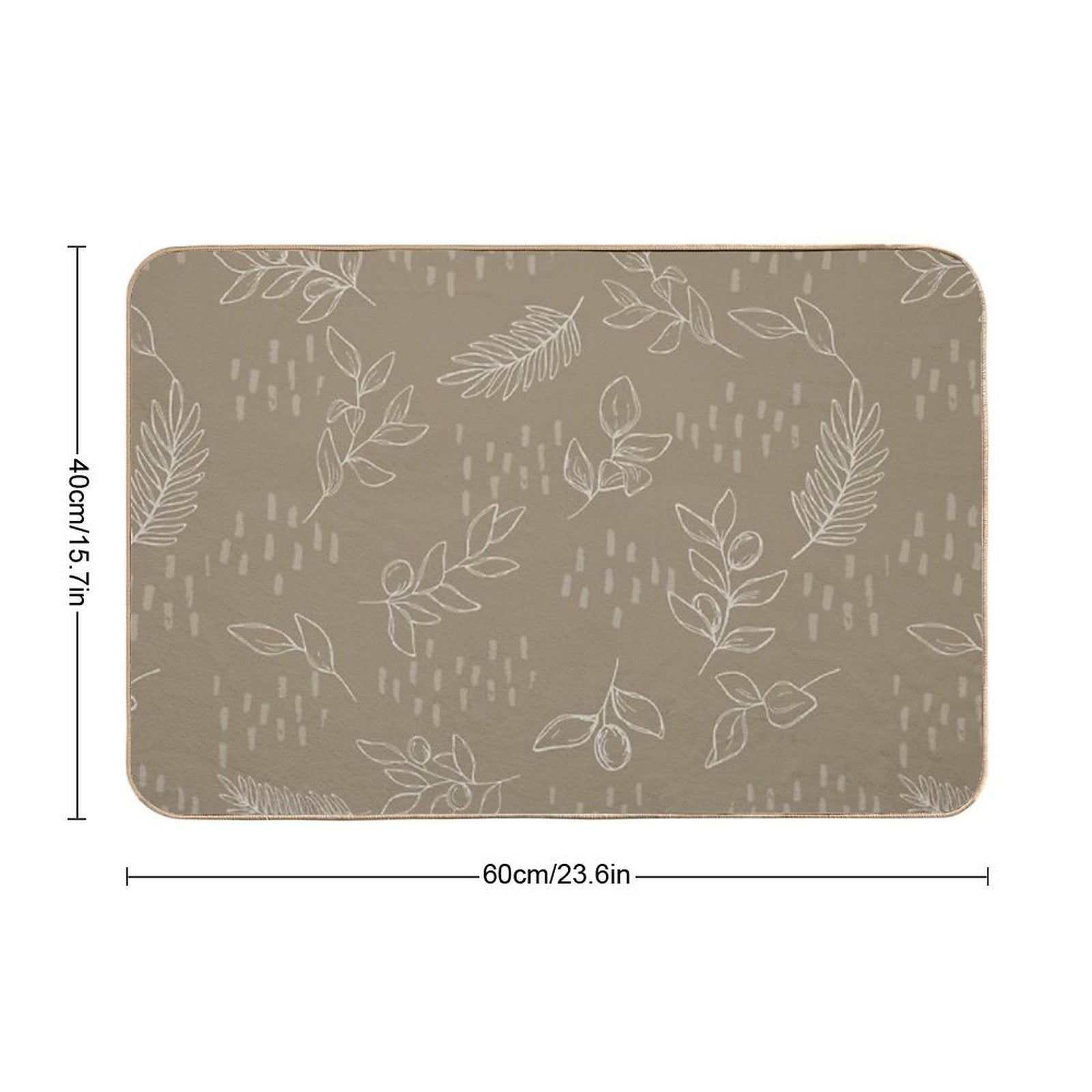 Beige Botanical Line Art  Fade-Resistant Bath Mat