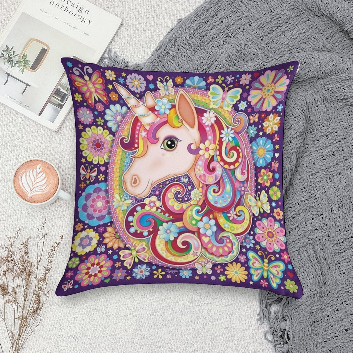 Unicorn Rainbow Art - Colorful Unicorn Art by Thaneeya McArdle Soft Multiple Sizes Throw Pillow
