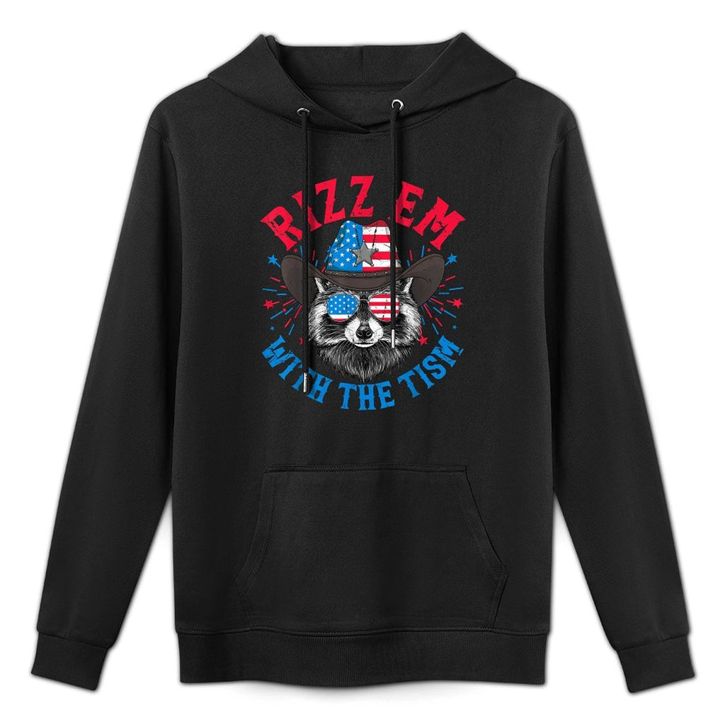 Rizz Em With The Tism Raccoon 4th of July Funny Autism Meme Machine Washable Hoodie