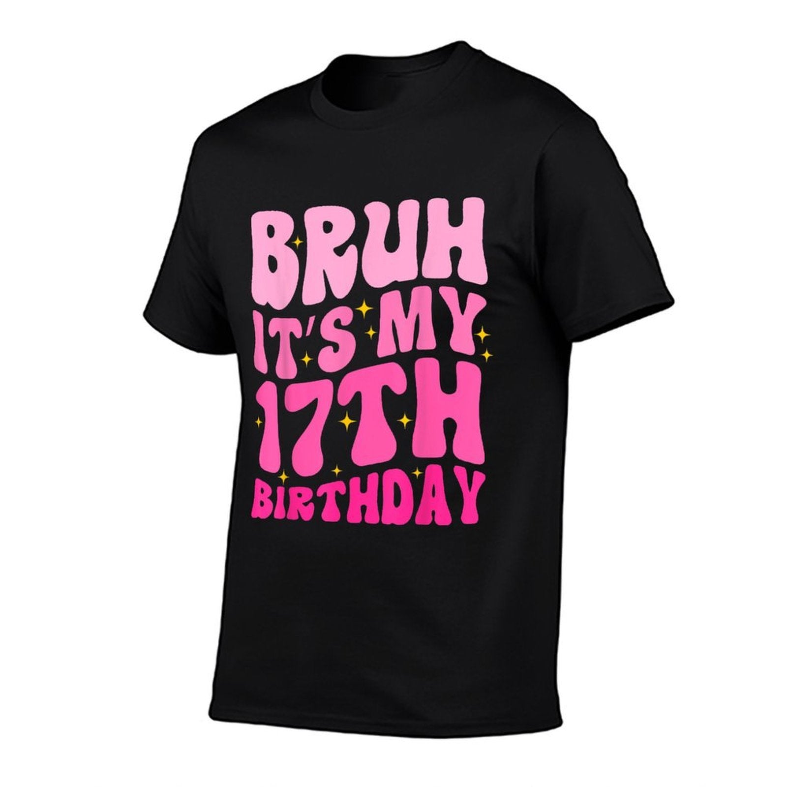 Bruh It's My 17th Birthday 17 Year Old 17yr Cute Groovy Pink  Polyester Blend T-Shirt