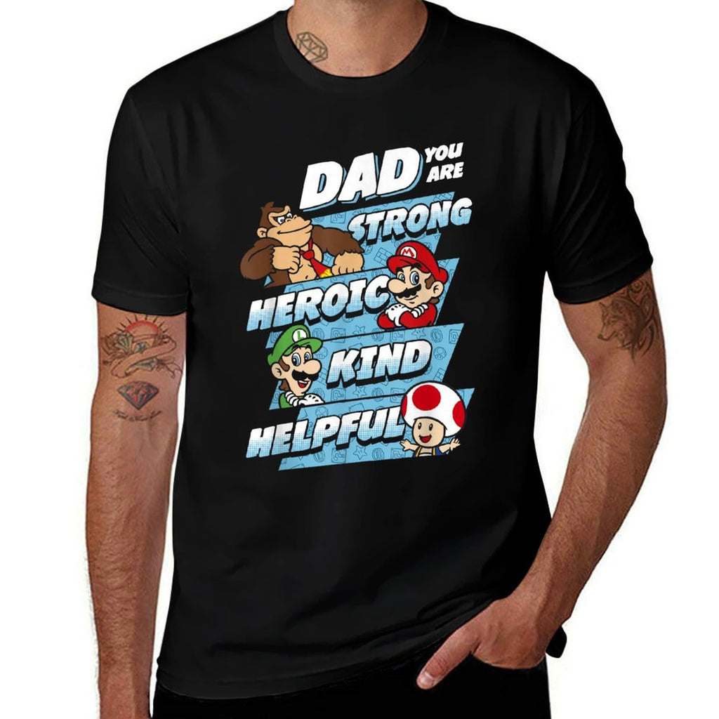 Nintendo Super Mario Dad You Are Big Chest Poster  Summer-ready Fabric T-Shirt