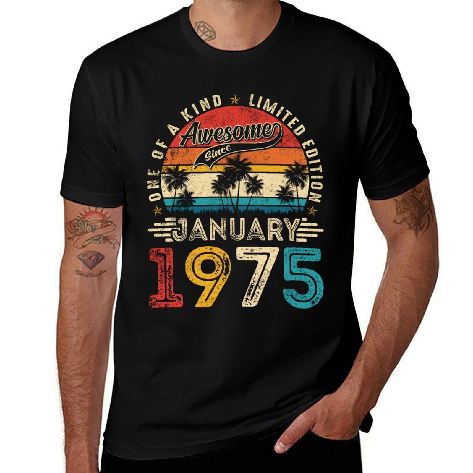 Awesome Since January 1975 Vintage Men Women 50th Birthday  Soft T-Shirt