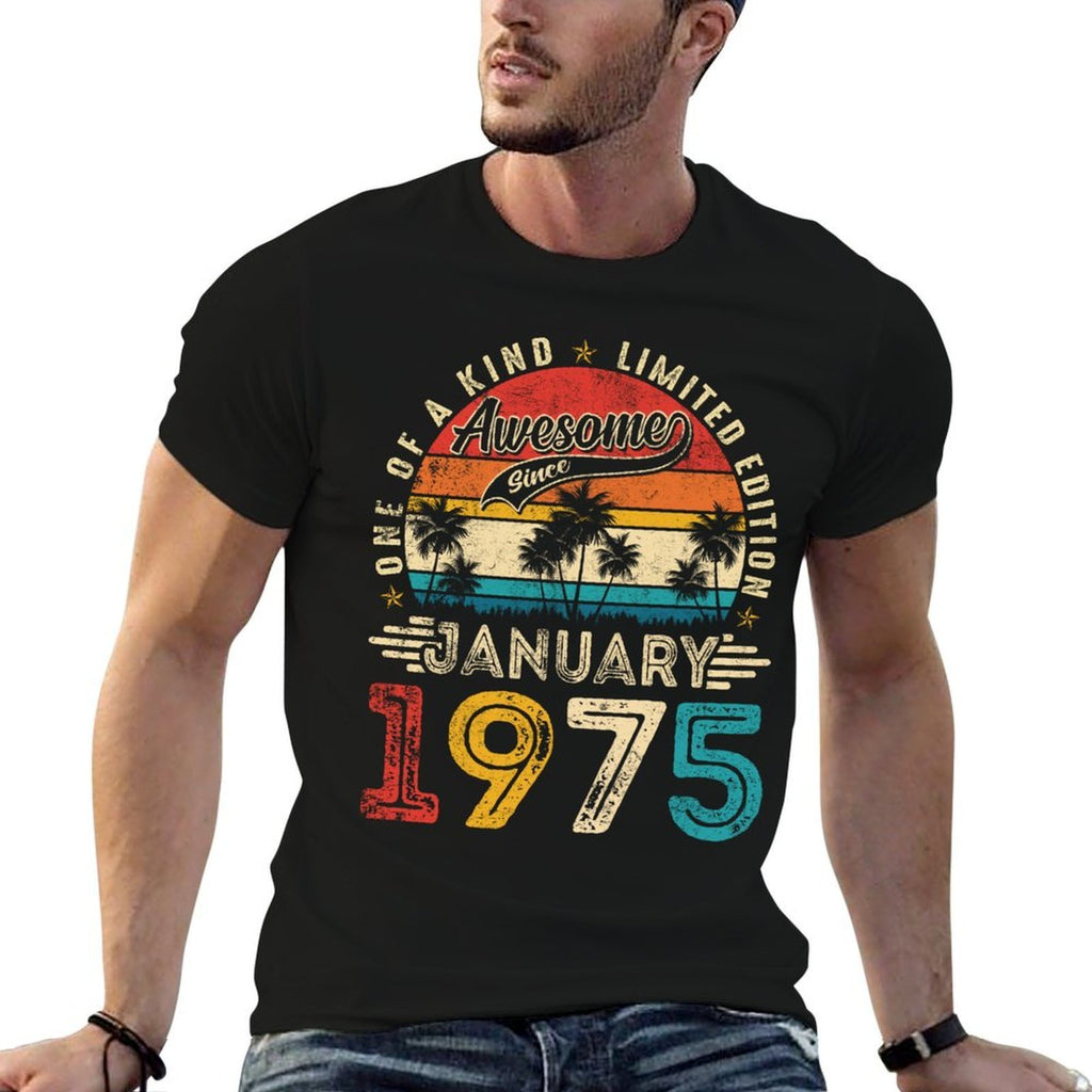 Awesome Since January 1975 Vintage Men Women 50th Birthday  Soft T-Shirt