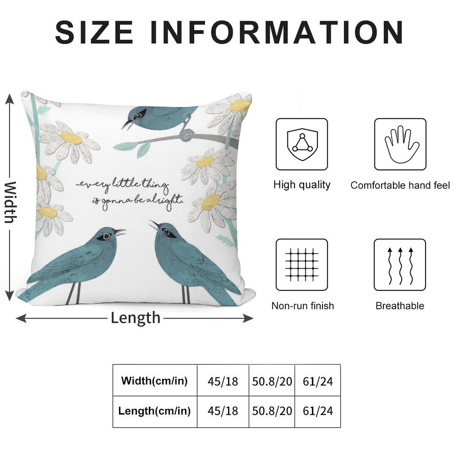 Three Little Birds (Don't Worry About A Thing) Soft Anti-Pilling Throw Pillow