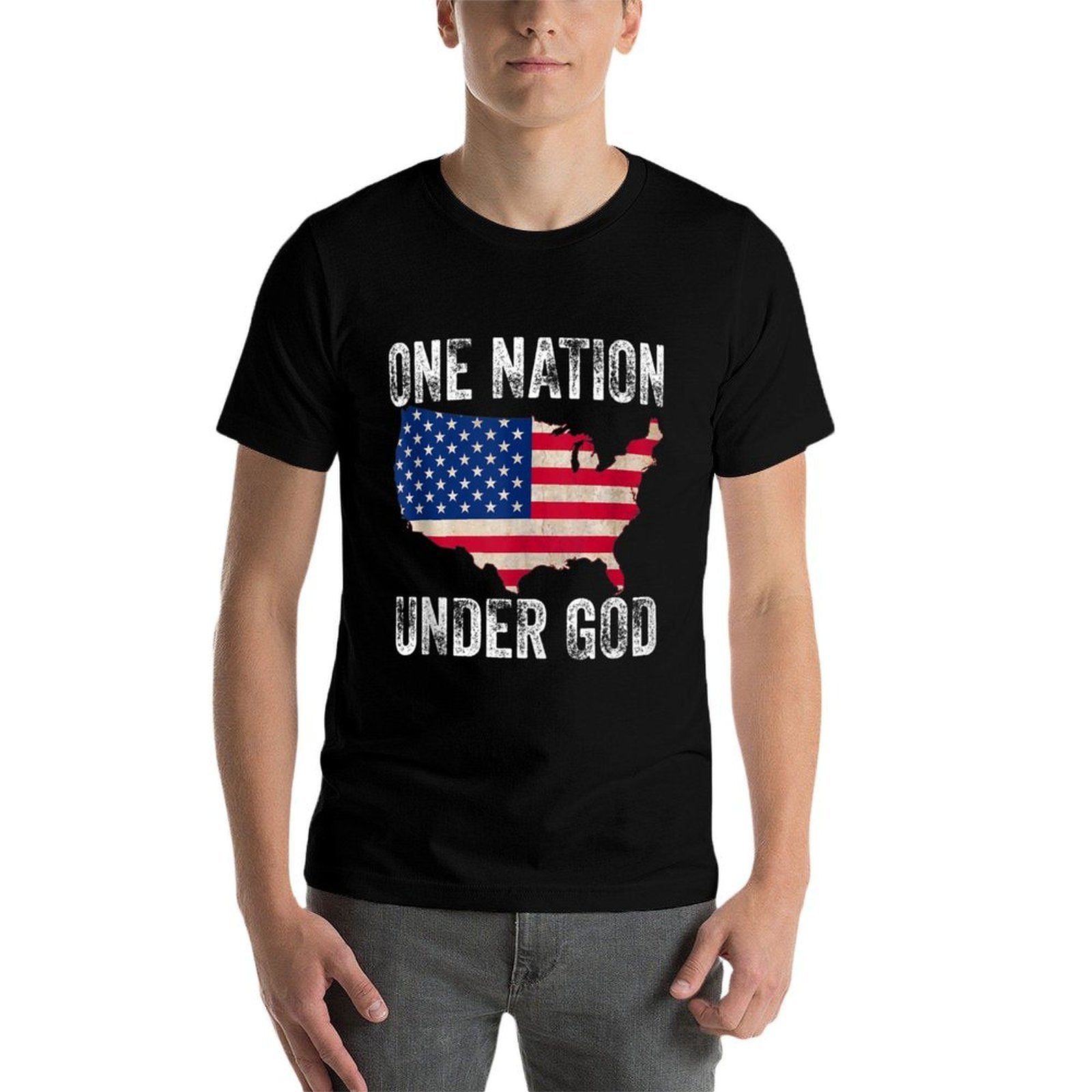 One Nation Under God Vintage American Design Christian  Soft T-Shirt