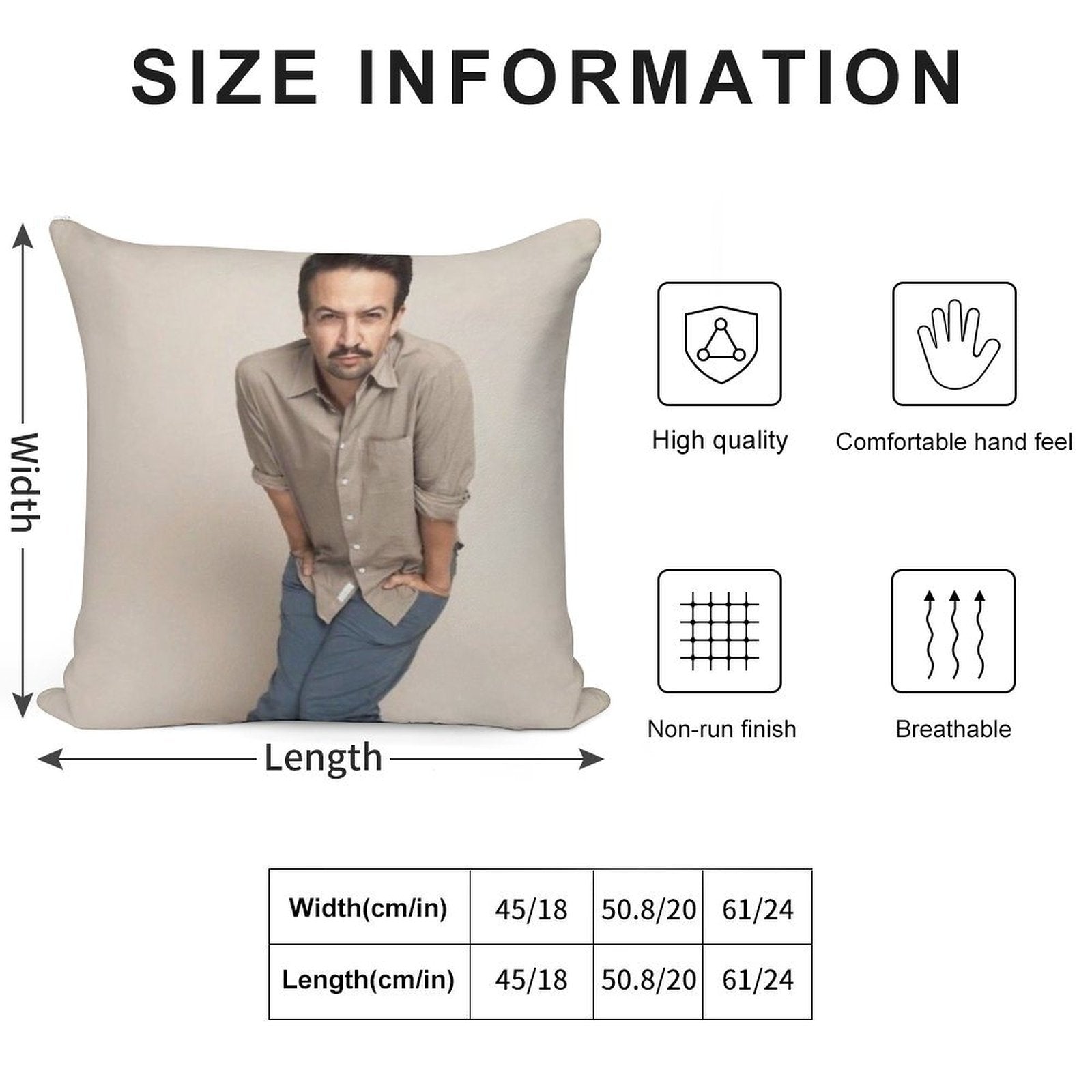 Quirky Lin Manuel Miranda Soft Short Plush Fabric Throw Pillow