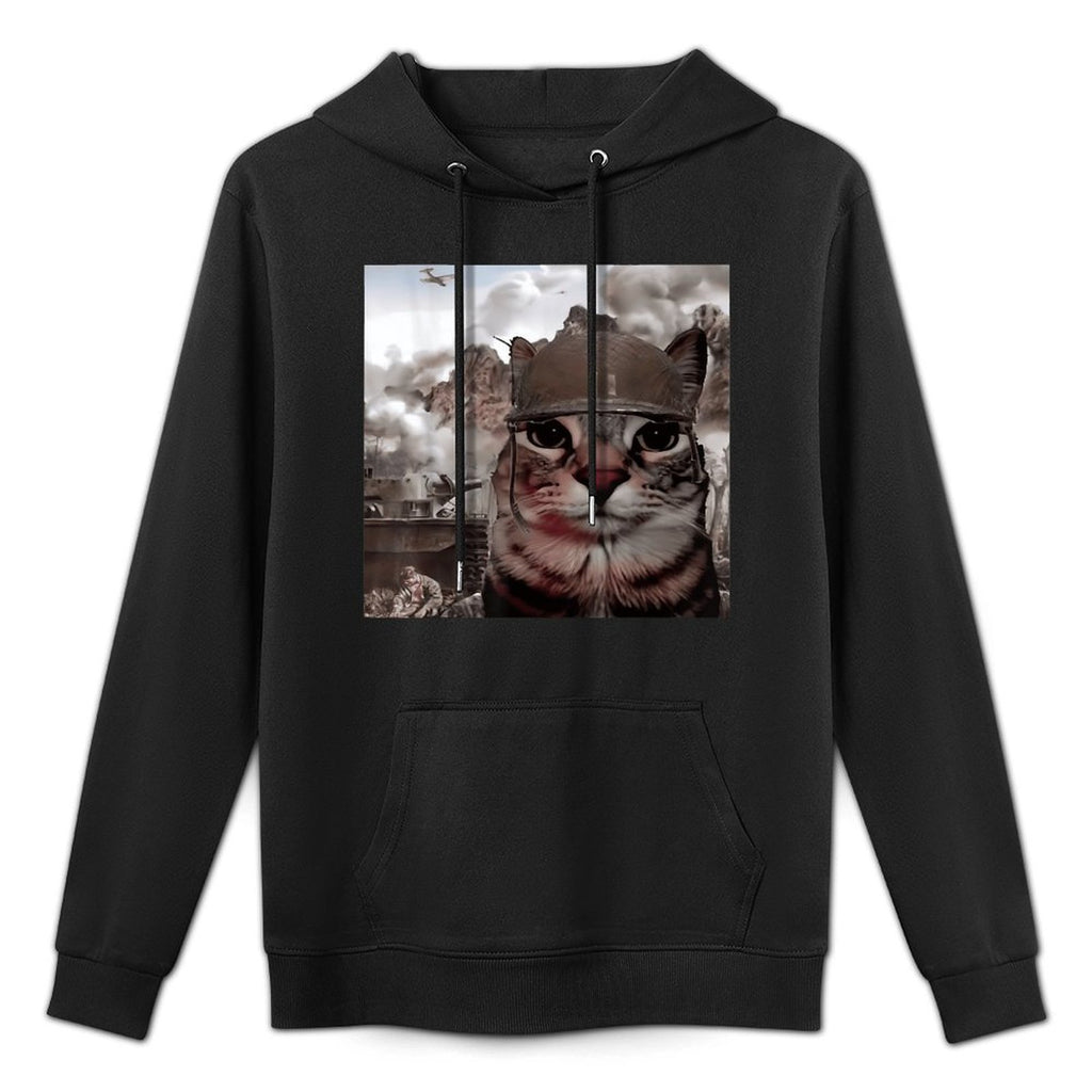 Funny Gen Alpha Meme Soldier Cat Hilarious World War Joke Easy Care Hoodie