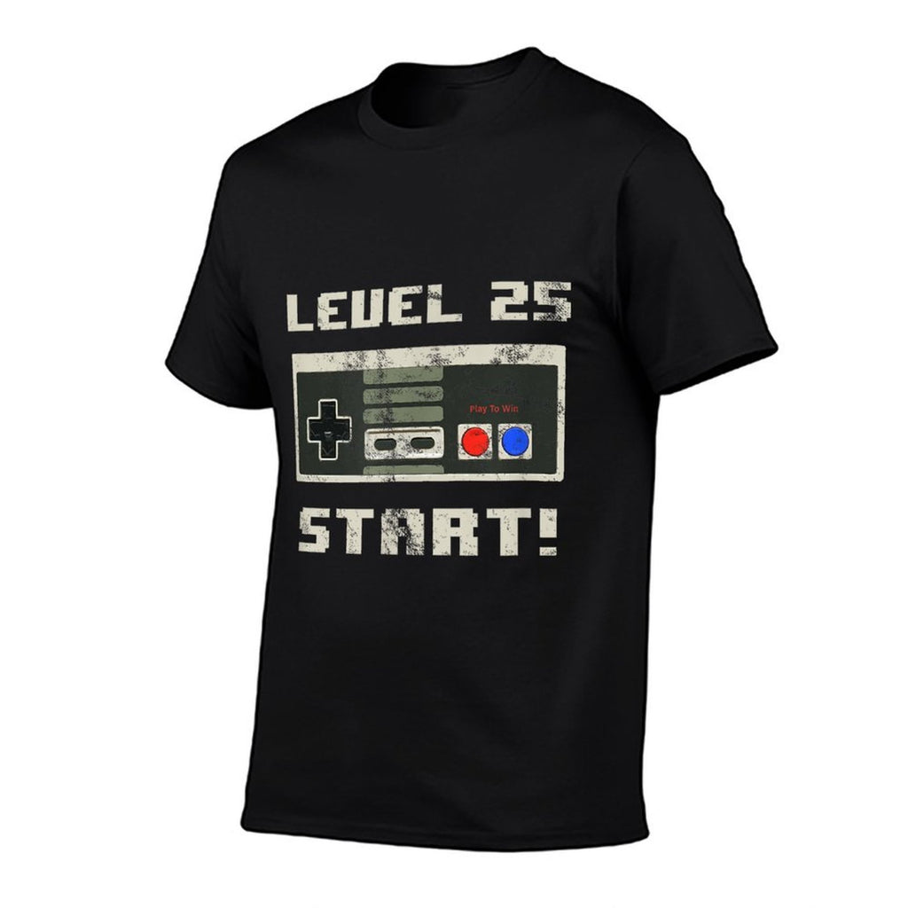 Level 25 Start! Unlocked Video Game 25th Birthday  High-quality Stitching T-Shirt