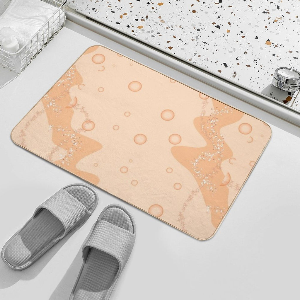 Aesthetic Pastel Orange Design W Bubbles  Slip-Resistant Bath Mat