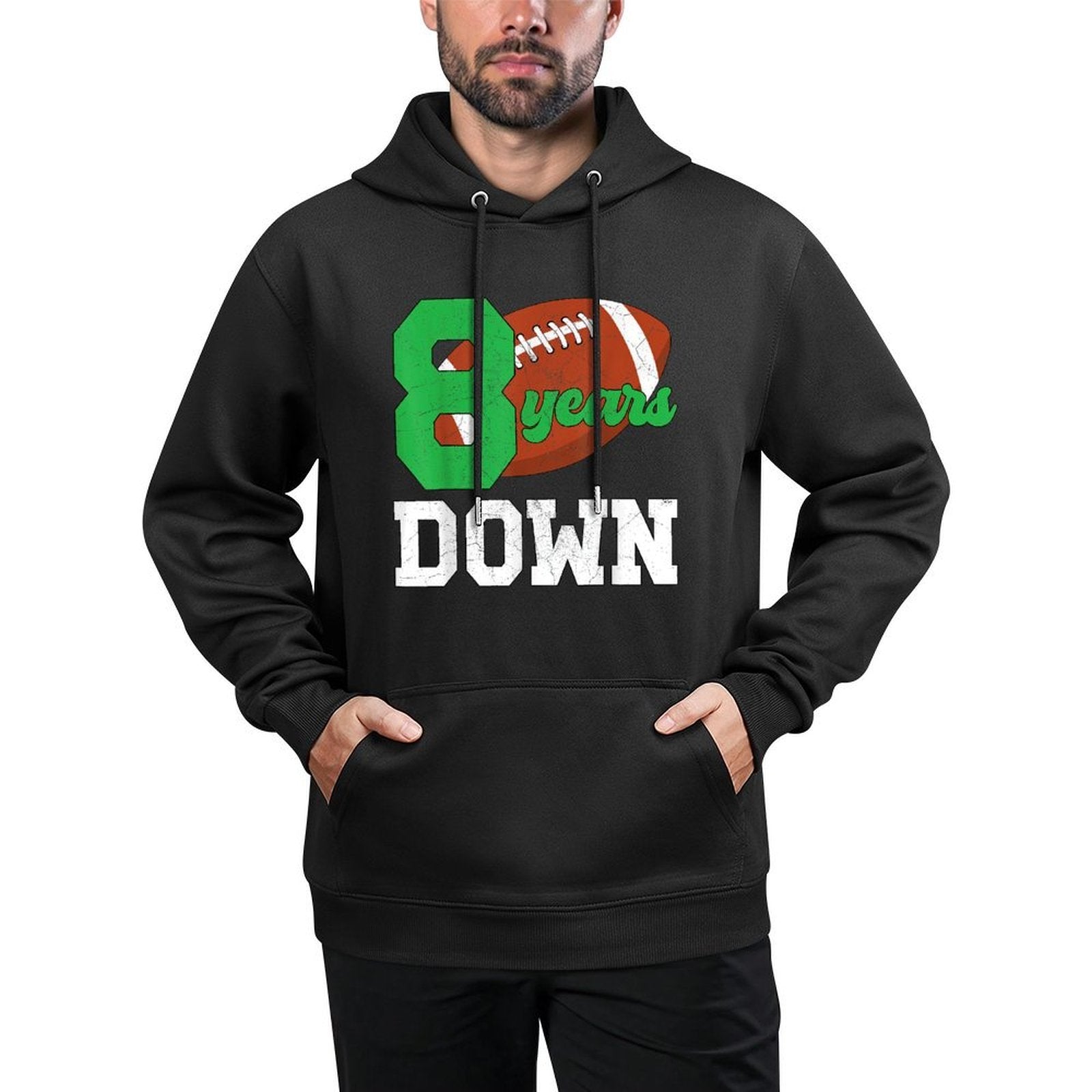 8th Birthday Football Boy Eight Year Old Football Player Machine Washable Hoodie
