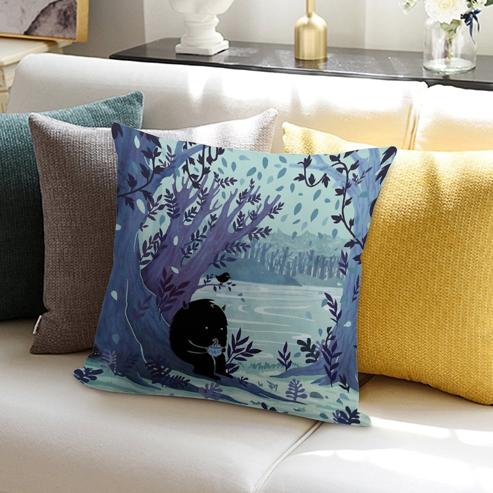 A Quiet Spot of Tea Soft Anti-Pilling Throw Pillow