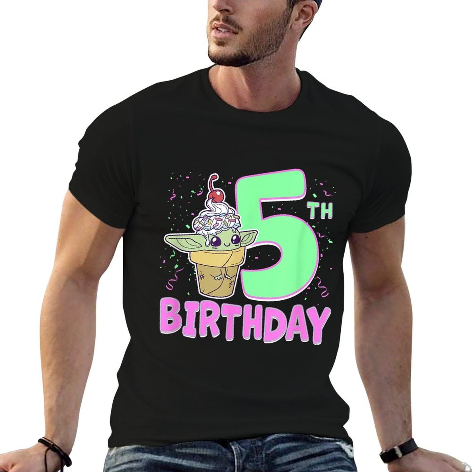 Star Wars The Mandalorian Grogu 5th Birthday Treat  Durable T-Shirt
