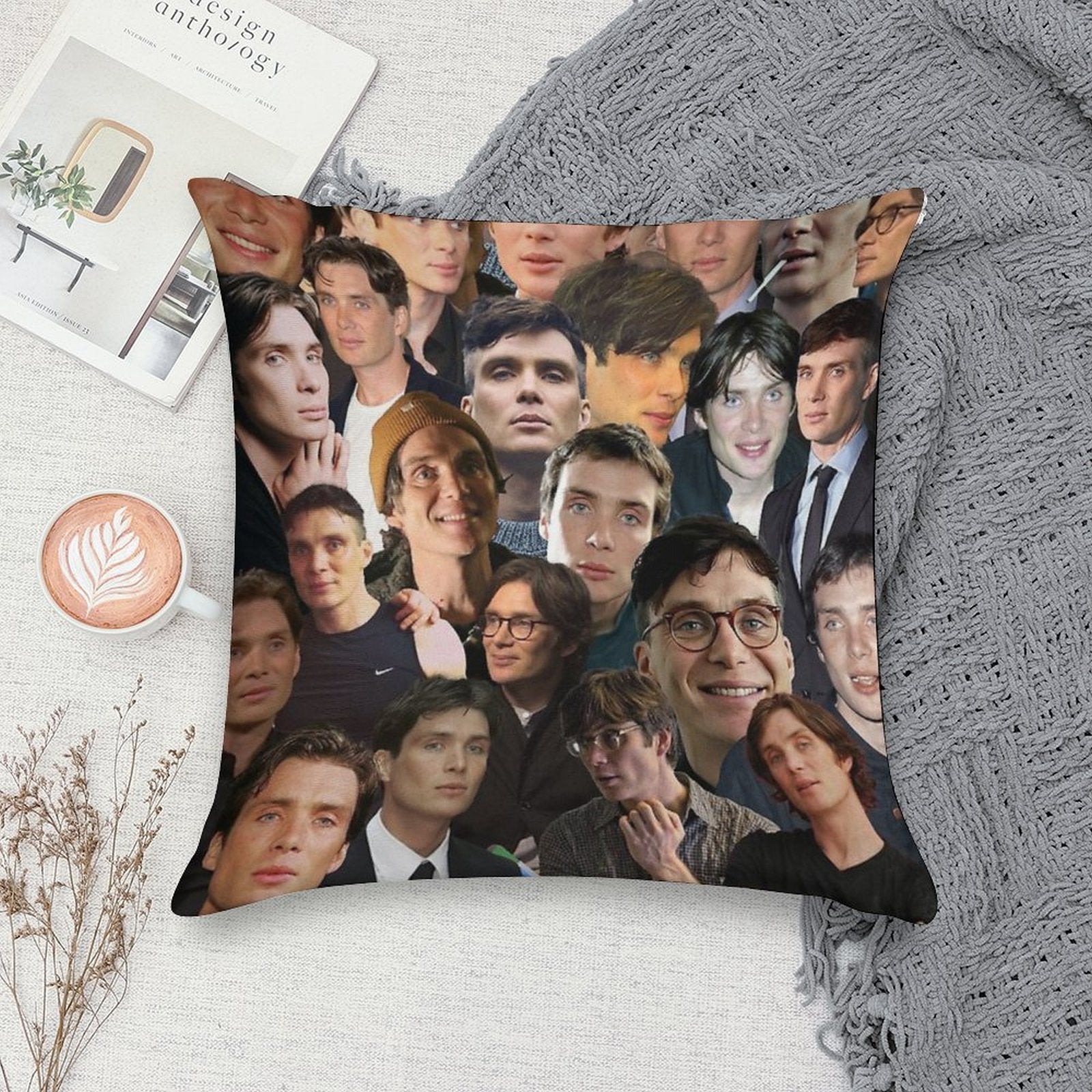 Cillian Murphy Photo Collage Soft Easy Maintenance Throw Pillow