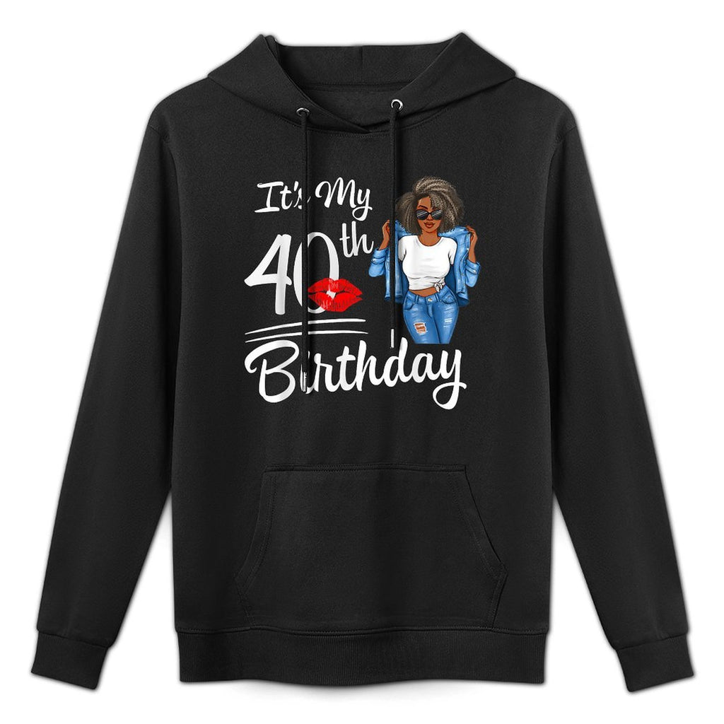 It's My 40th Birthday 40 Years Old Afro Black Melanin Women Breathable Fabric Hoodie