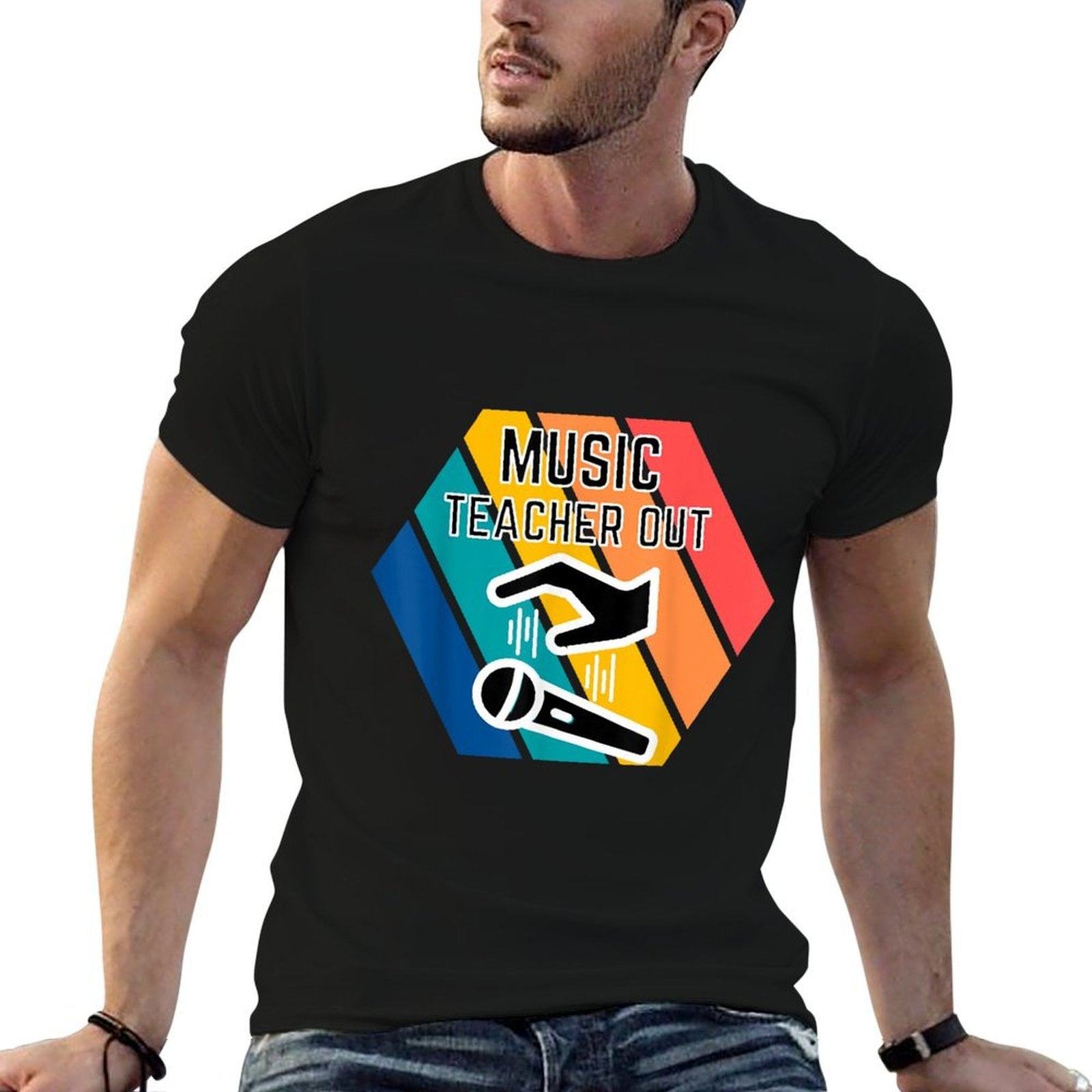 Music Teacher Out Mic Drop Appreciation End of School Year  Durable T-Shirt