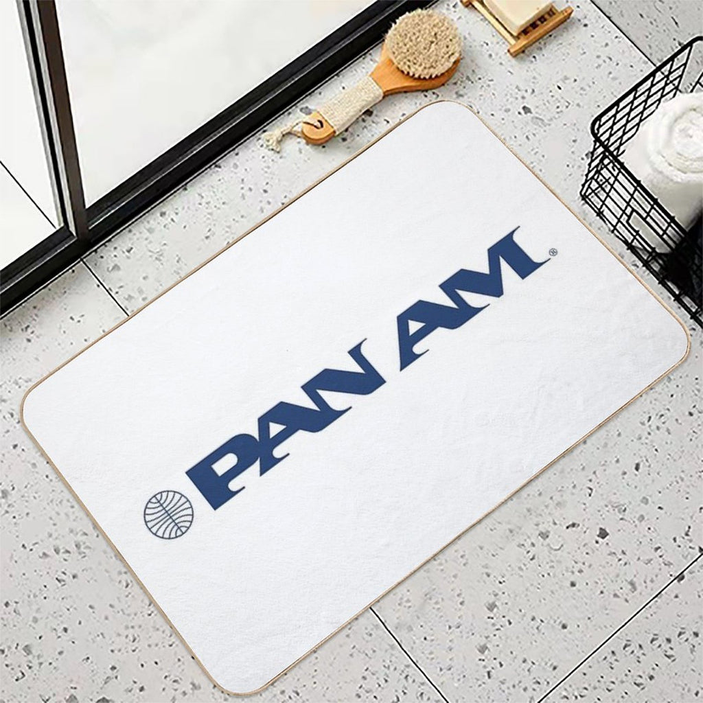 Pan Am Stylized Wordmark with Globe  High-Traffic Bath Mat