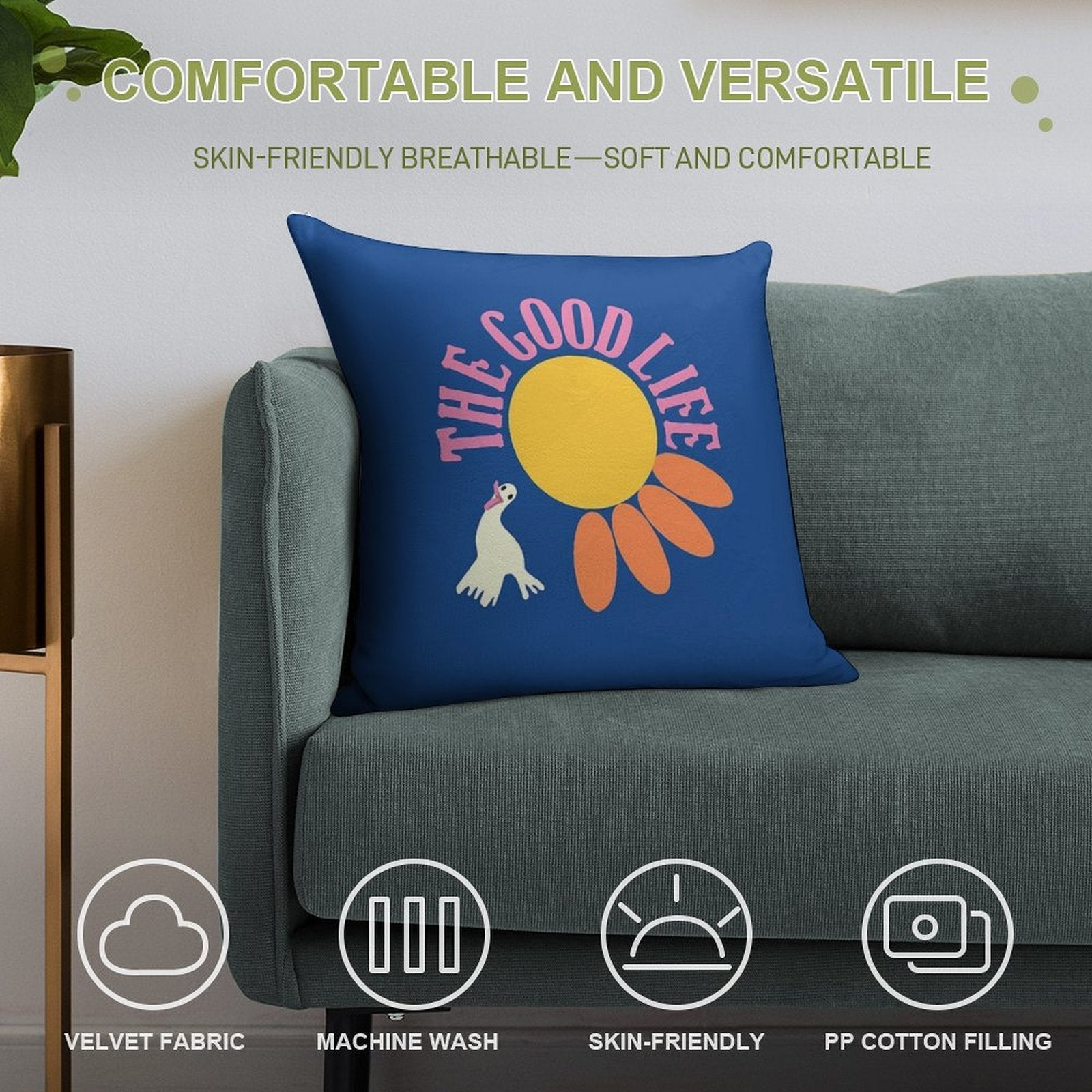 The Good Life Soft Skin-Friendly Throw Pillow