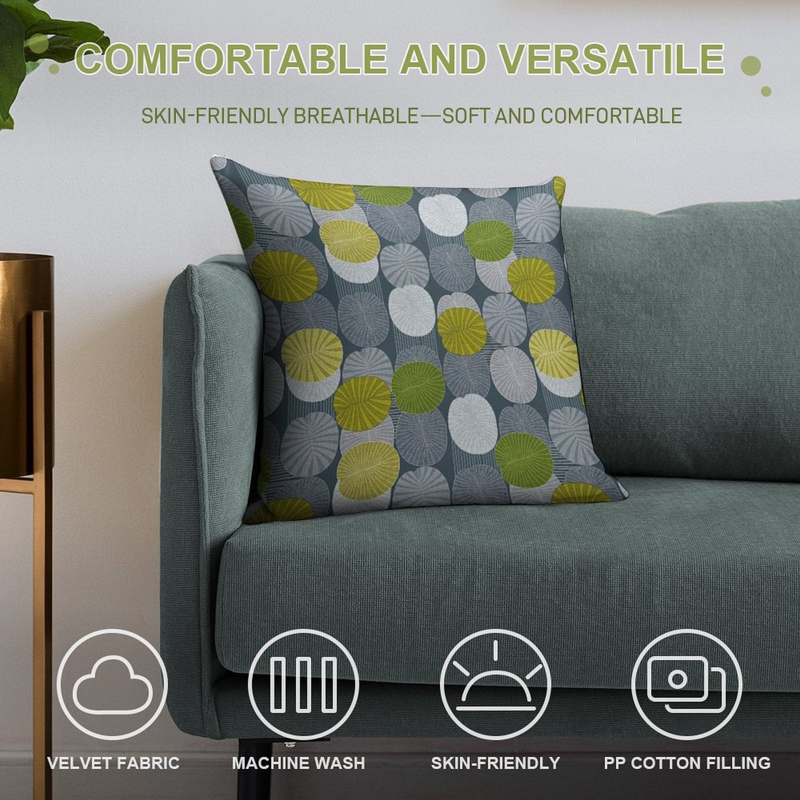 Dickinsonia Lime Soft Skin-Friendly Throw Pillow