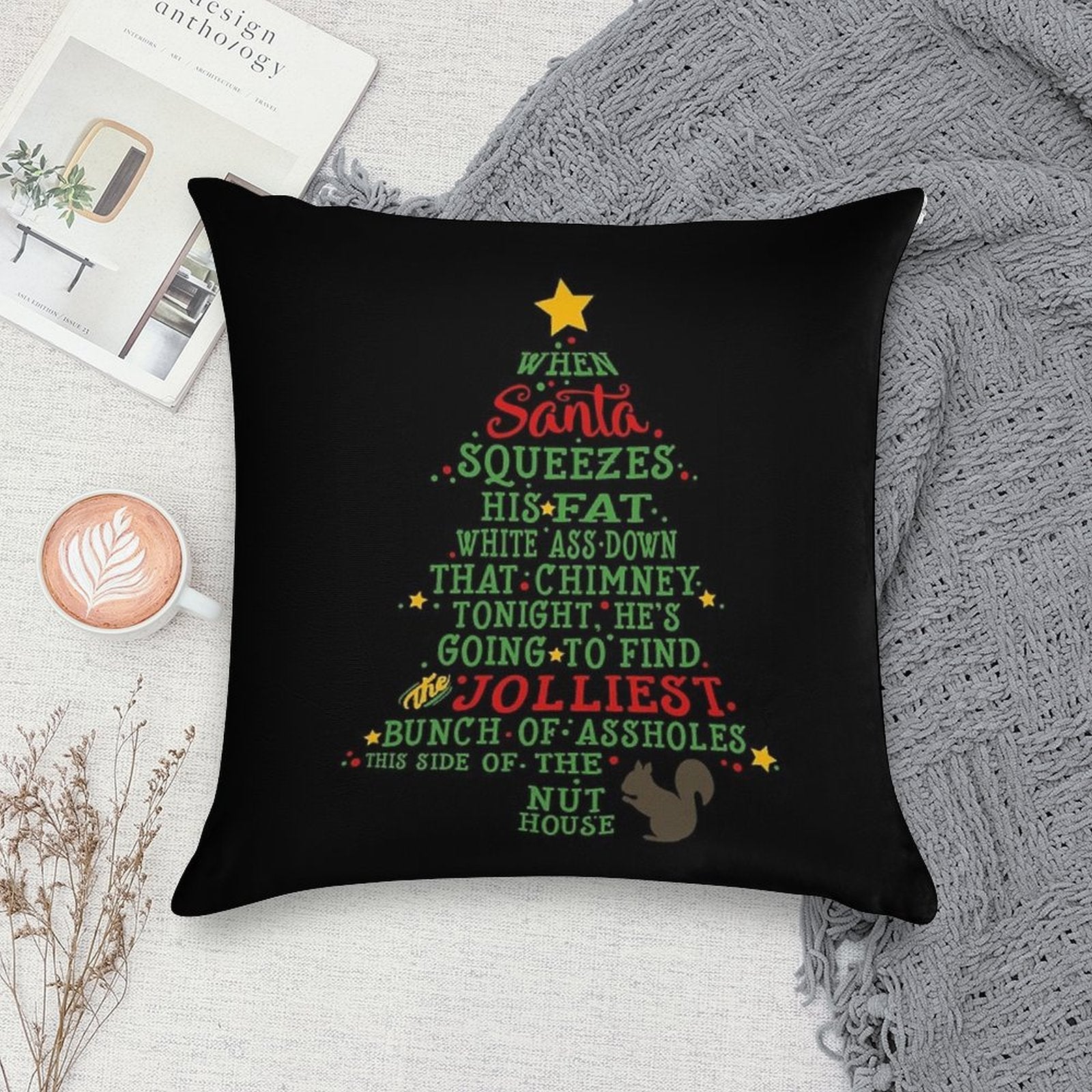 Jolliest Bunch of A-holes Soft Shrink-Resistant Throw Pillow