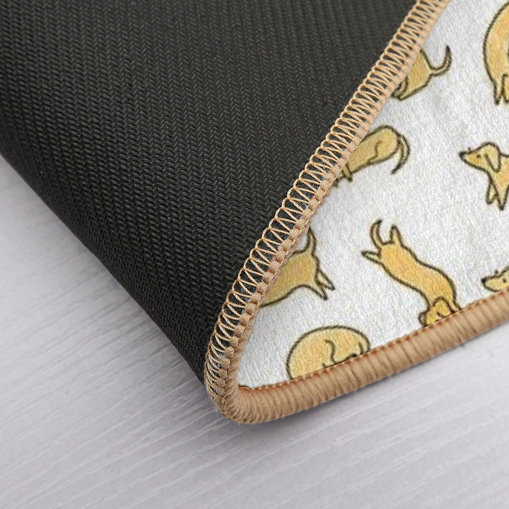 Miniature Dachshund  Sausage Dog Illustrated Yellow Pattern  High-Traffic Bath Mat