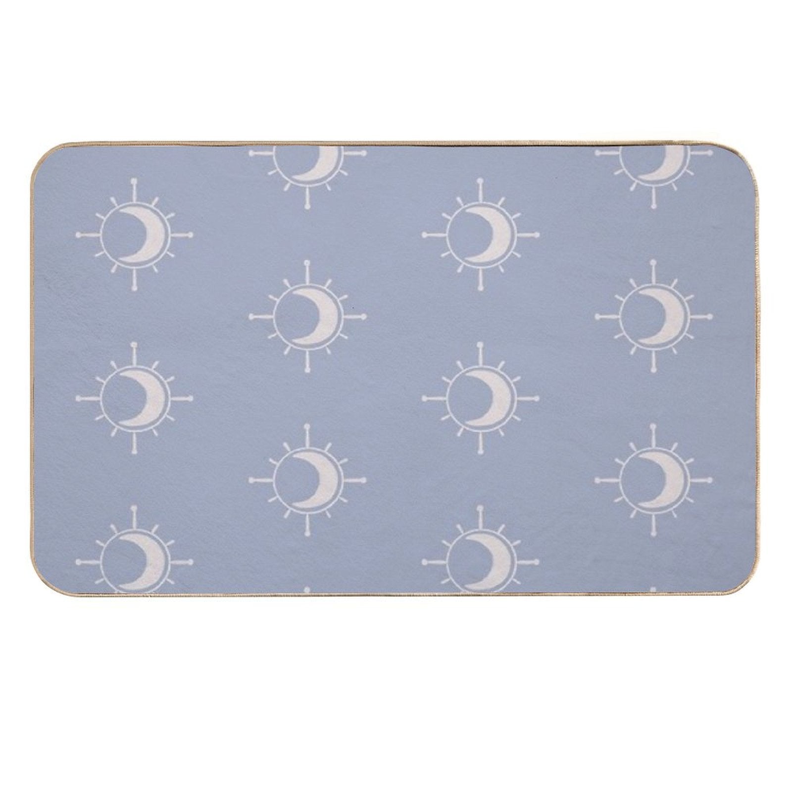Cosmic Sun And Moon Design Soft Aesthetic In Muted Colors Pigeon Blue  Long-Lasting Bath Mat