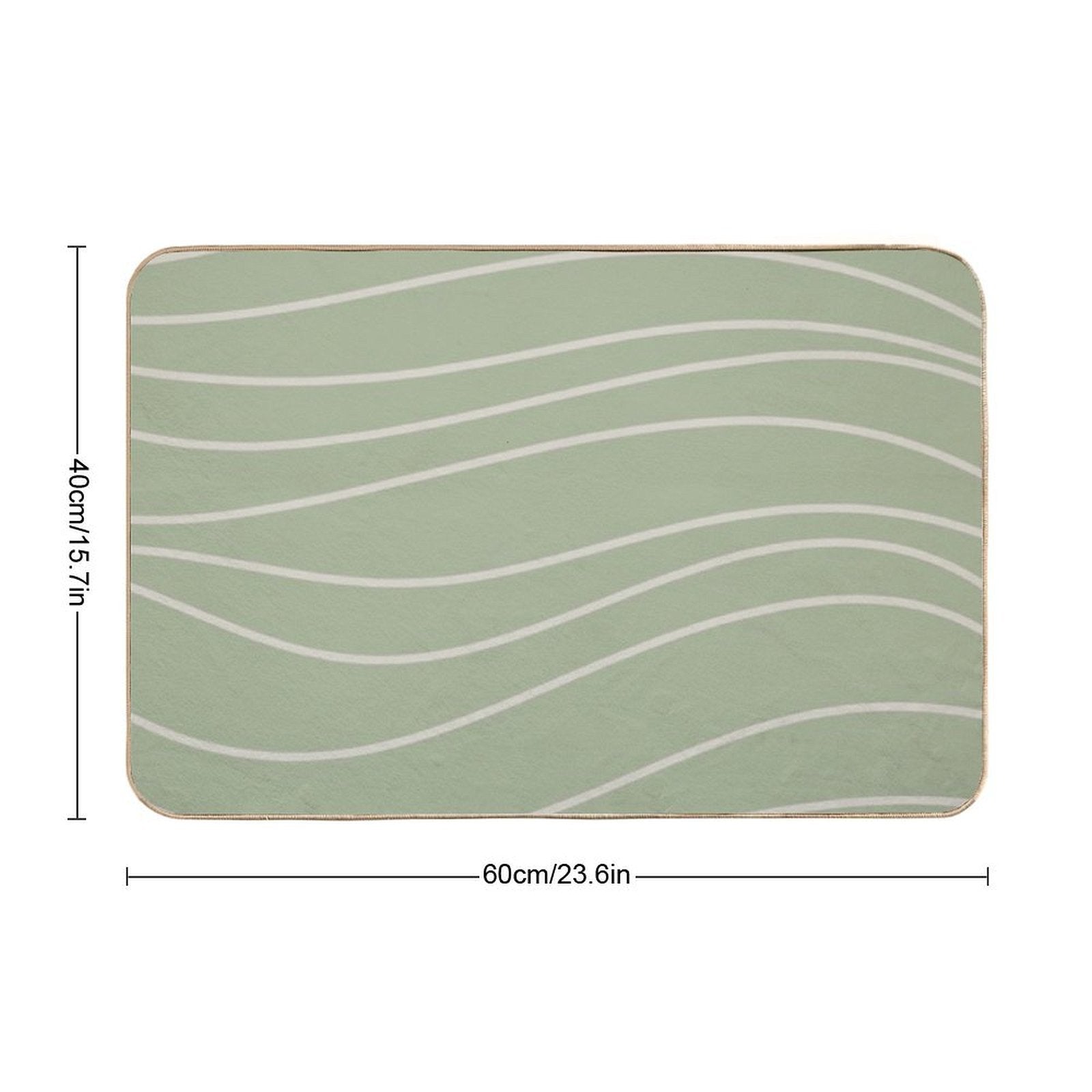 Sage Waves - Minimalist Abstract Line Pattern in Sage Green And Beige  Non-Slip Bath Mat
