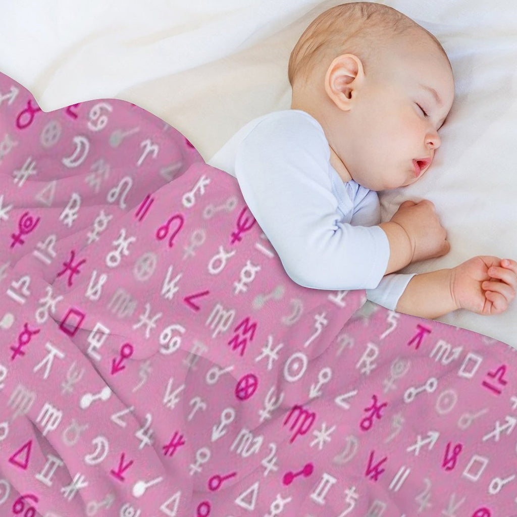 Astrology Symbols And Signs Pink Pattern Wrinkle-free Throw Blanket