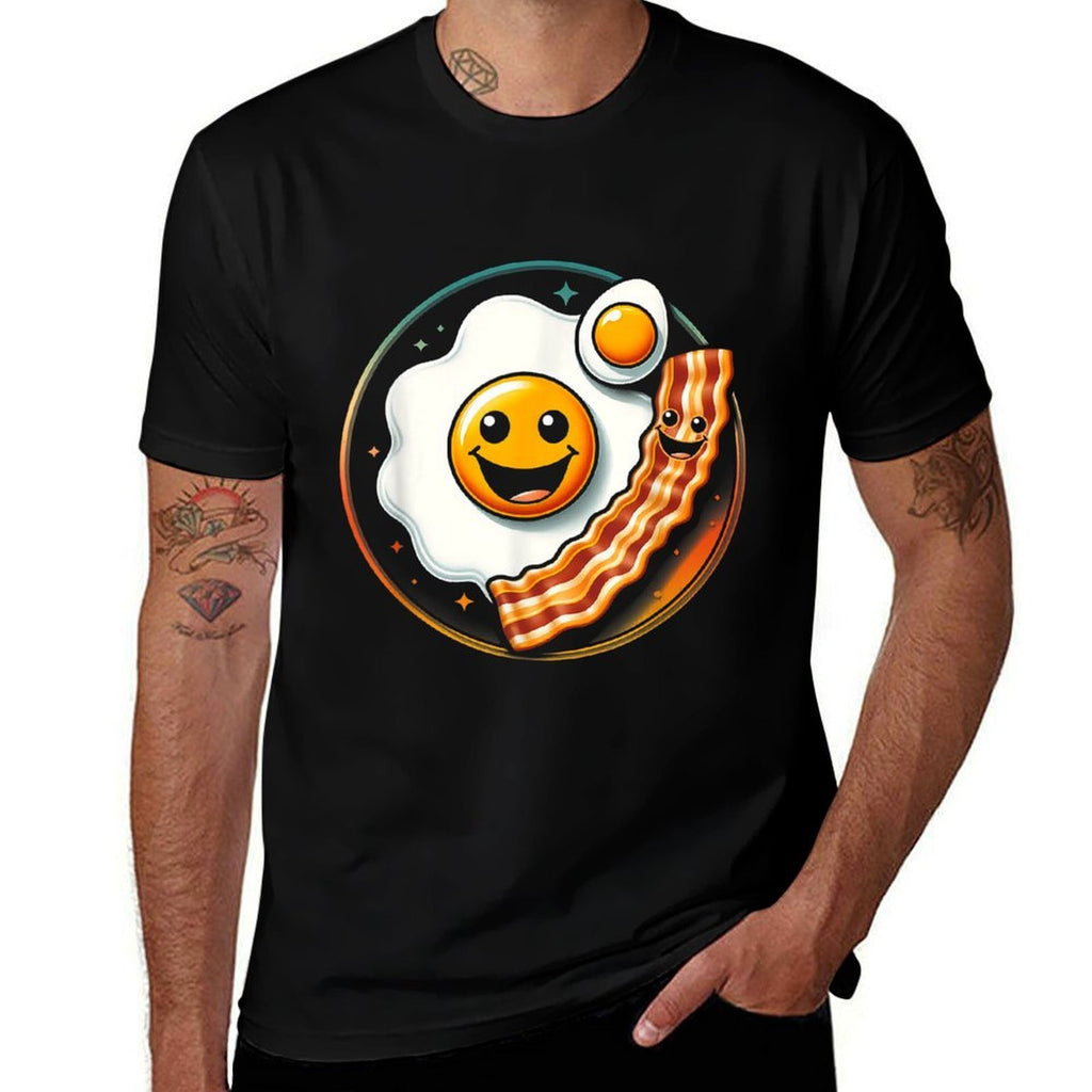 Egg And Bacon Smile Face Funny Breakfast Food Lover Meme  Trendy Pattern T-Shirt