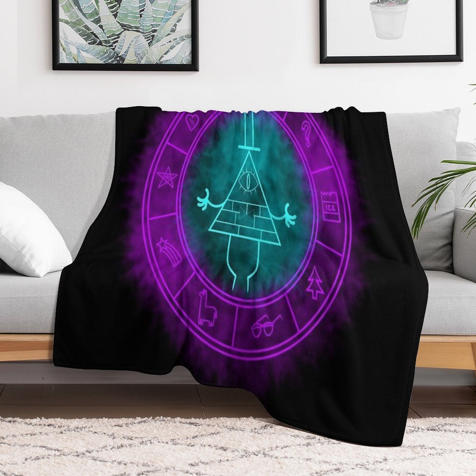 Bill Cipher Symbol Bluegreenpurple Anti-pilling Throw Blanket