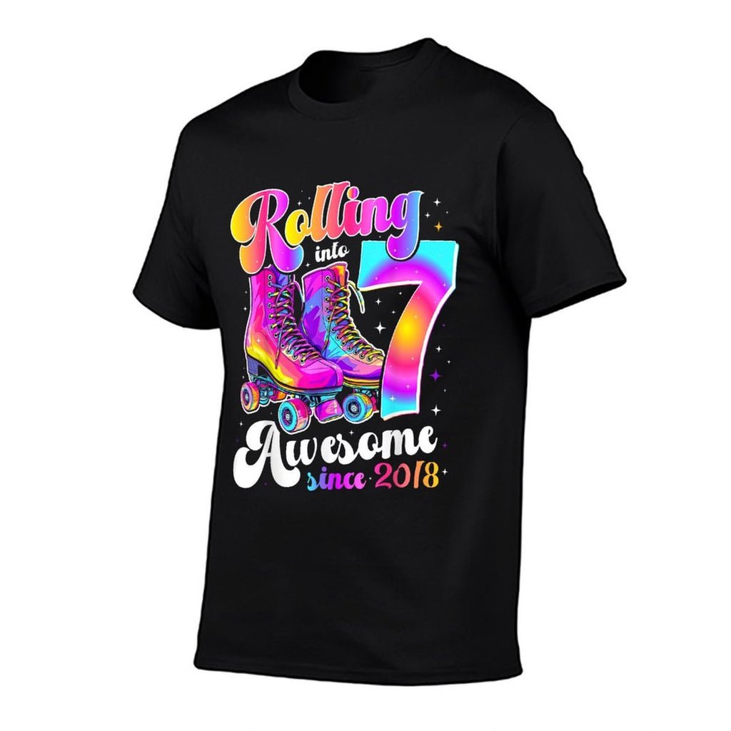 7th Birthday Girl 7 Year Old Roller Skate Skating Girls  Classic T-Shirt