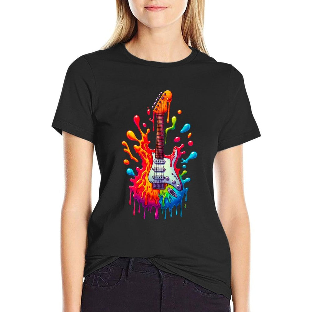 Colorful Electric Guitar Tie Dye Splash Cool Guitar Pick  Affordable Price T-Shirt