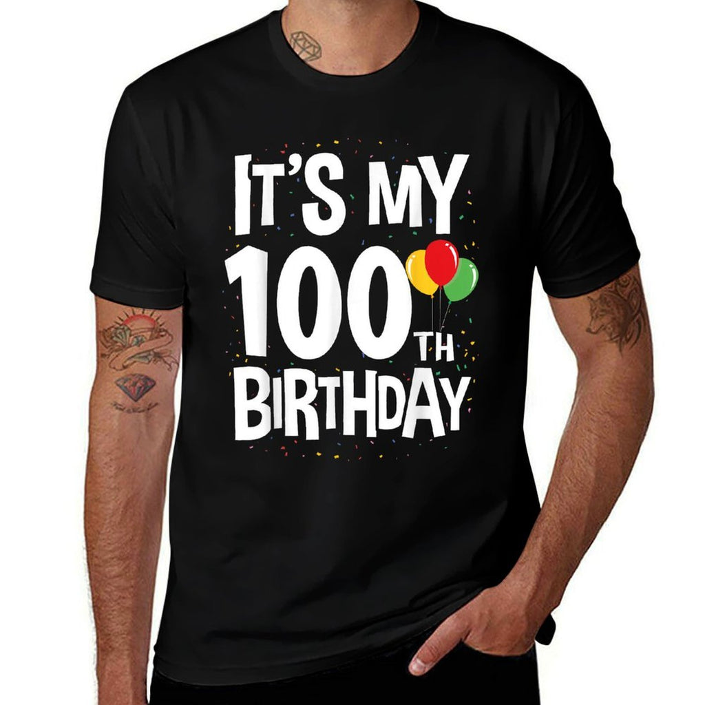 100th Birthday Gift Co. 100 Year Old Birthday - Unisex-Adults & Kids - Black - Small - - Crew Neck - Graphic Modern - Birthday  Relaxed-fit T-Shirt