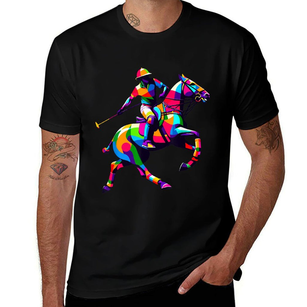 Pop Art Polo Horseback Riding Horses Equestrian Horse  Eco-friendly Material T-Shirt