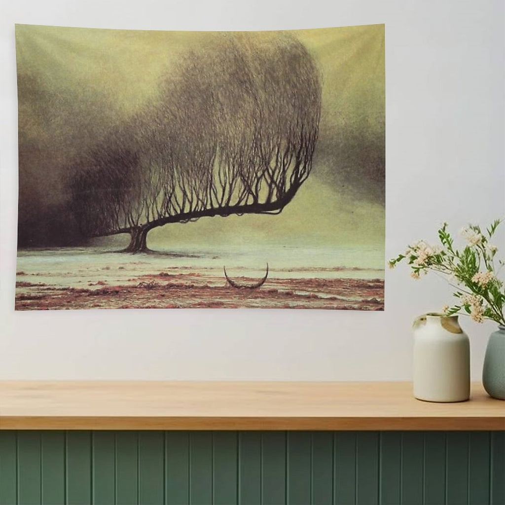 Untitled (Lone Tree), by Zdzisław Beksiński Tapestry