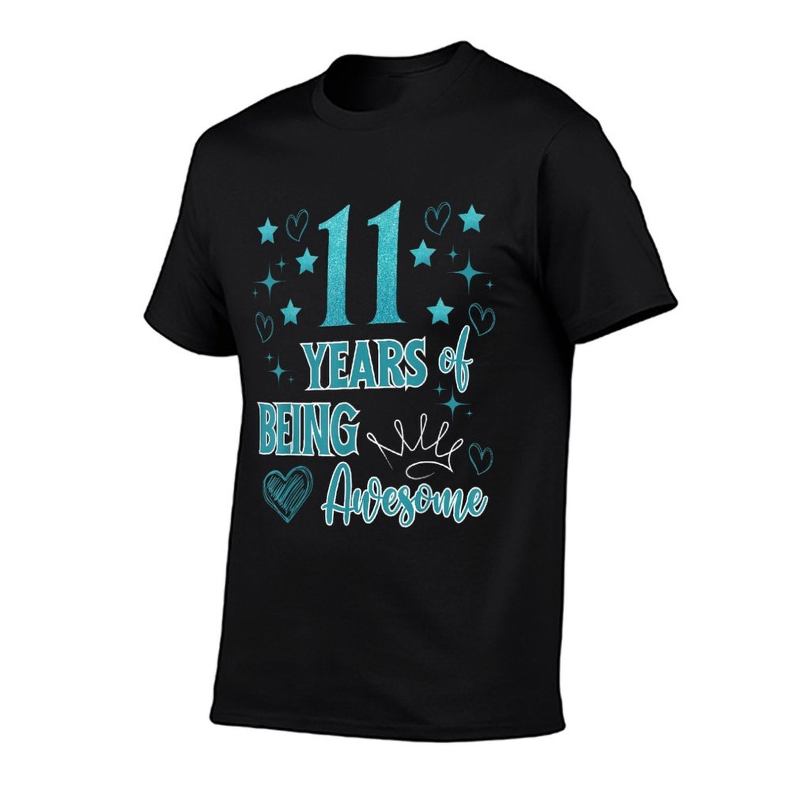 11 Years of Being Awesome Teal Green 11th Birthday Party  Trendy Pattern T-Shirt