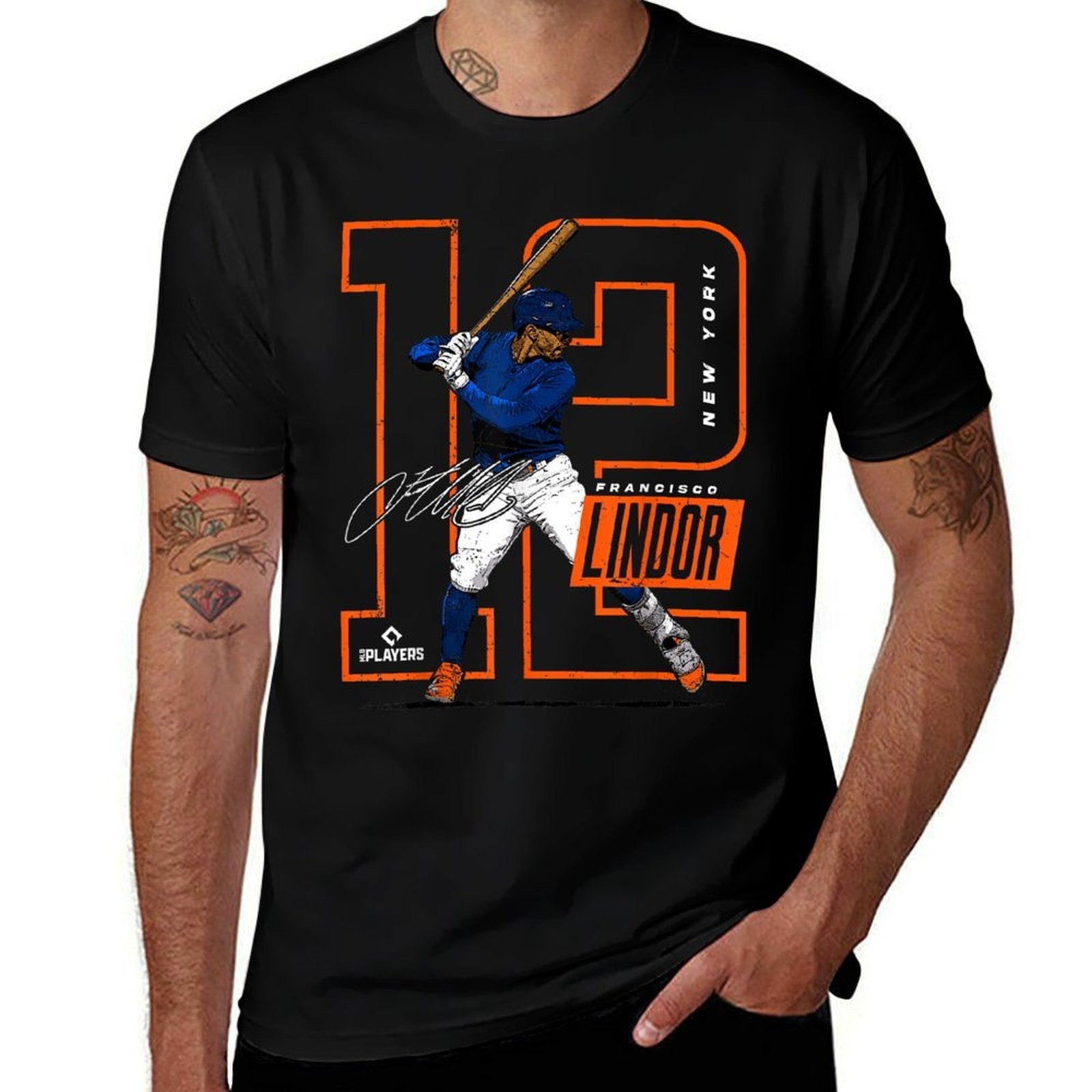Francisco Lindor  New York Baseball MLB Player  MLBLIN4007  Cotton T-Shirt