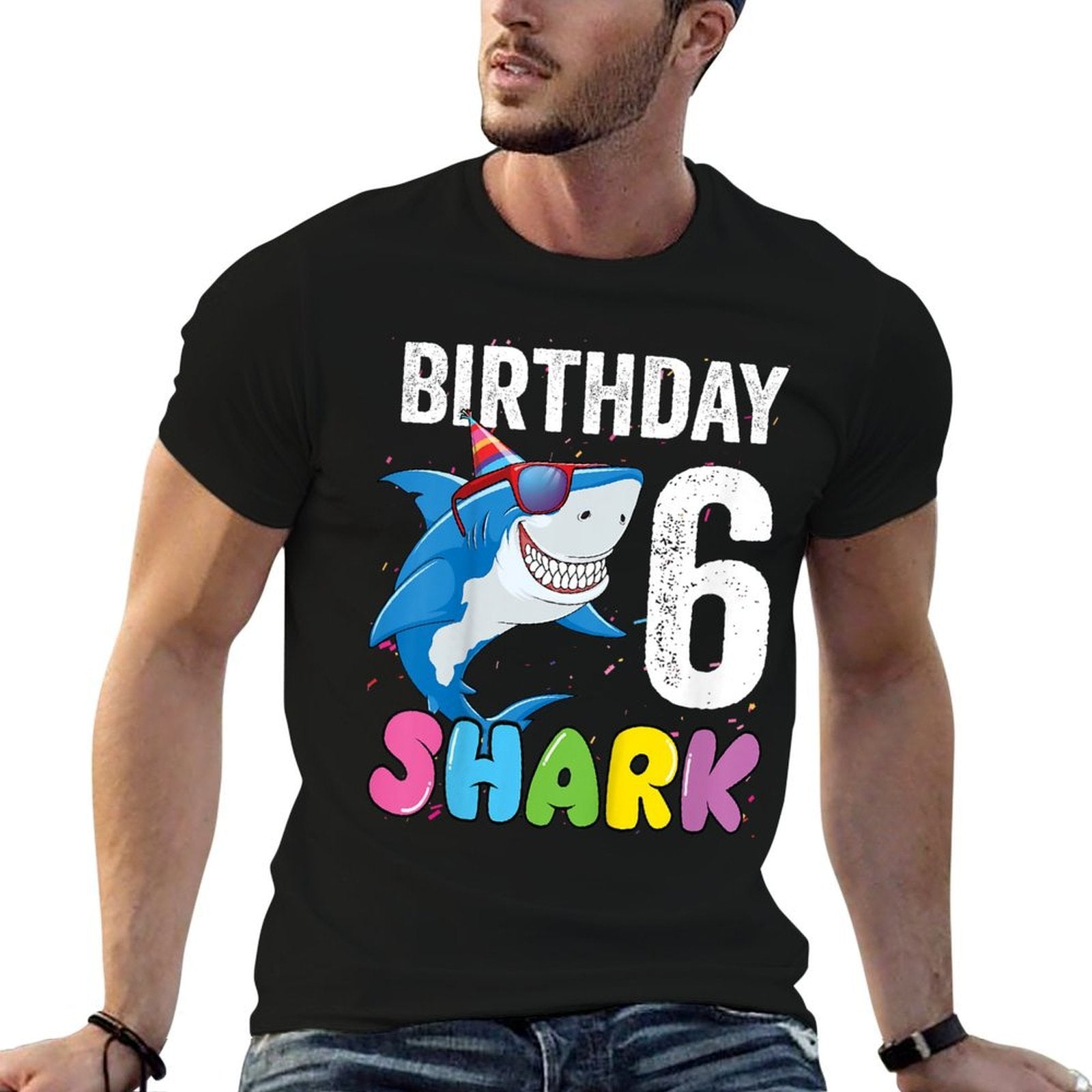 Kids 6th Birthday Shark JawSome Six Year Old Kids  Moisture-wicking T-Shirt