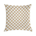 White And Tan Brown Checkerboard Soft High-Density Material Throw Pillow