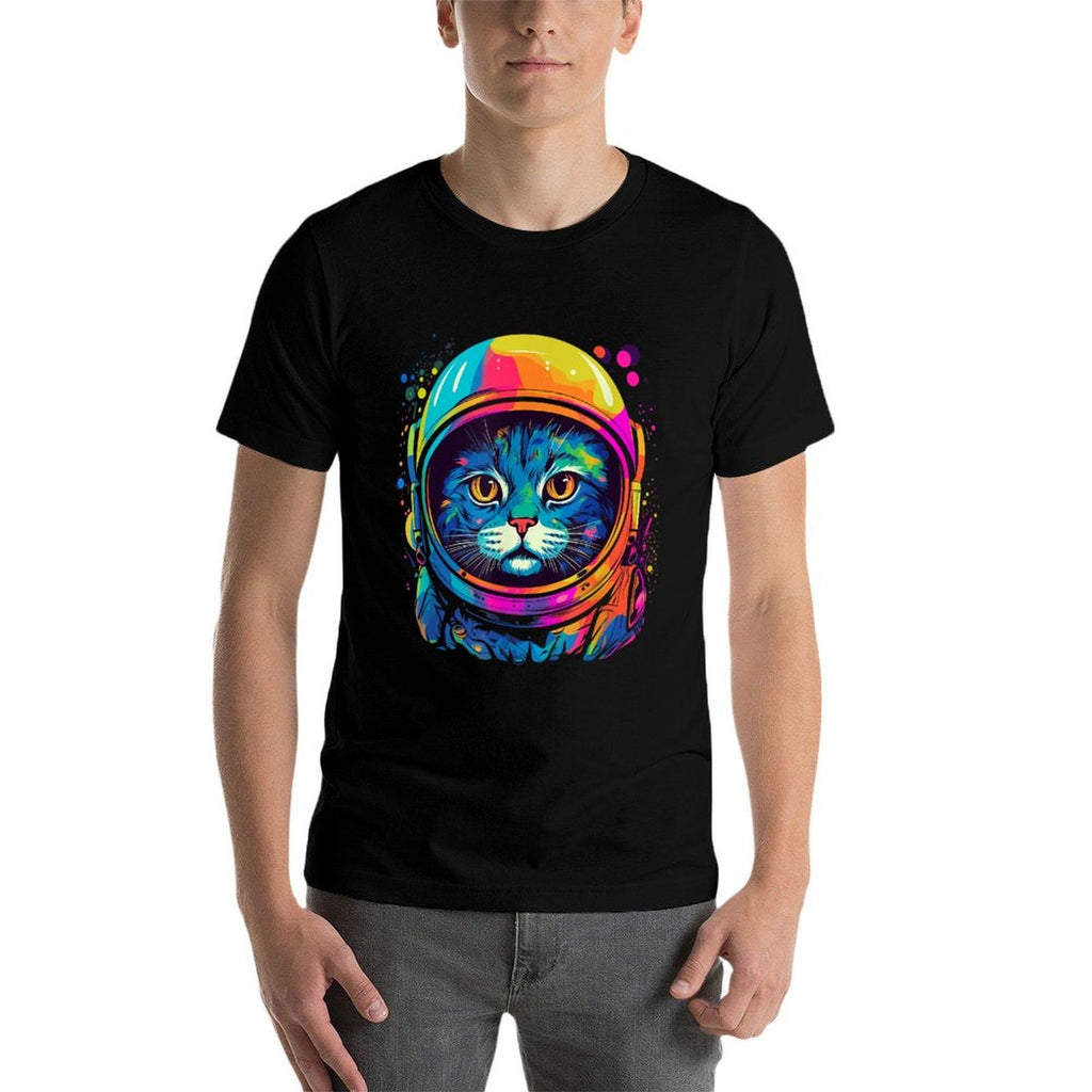 Space Gifts Cat Mom Cat Dad Men Women Kids Astronaut Space  Fade-proof Color T-Shirt