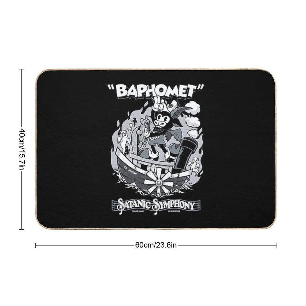 Vintage Cartoon Baphomet - Steamboat Baphy - Occult - Satanic Symphony  Rapid-Drying Bath Mat