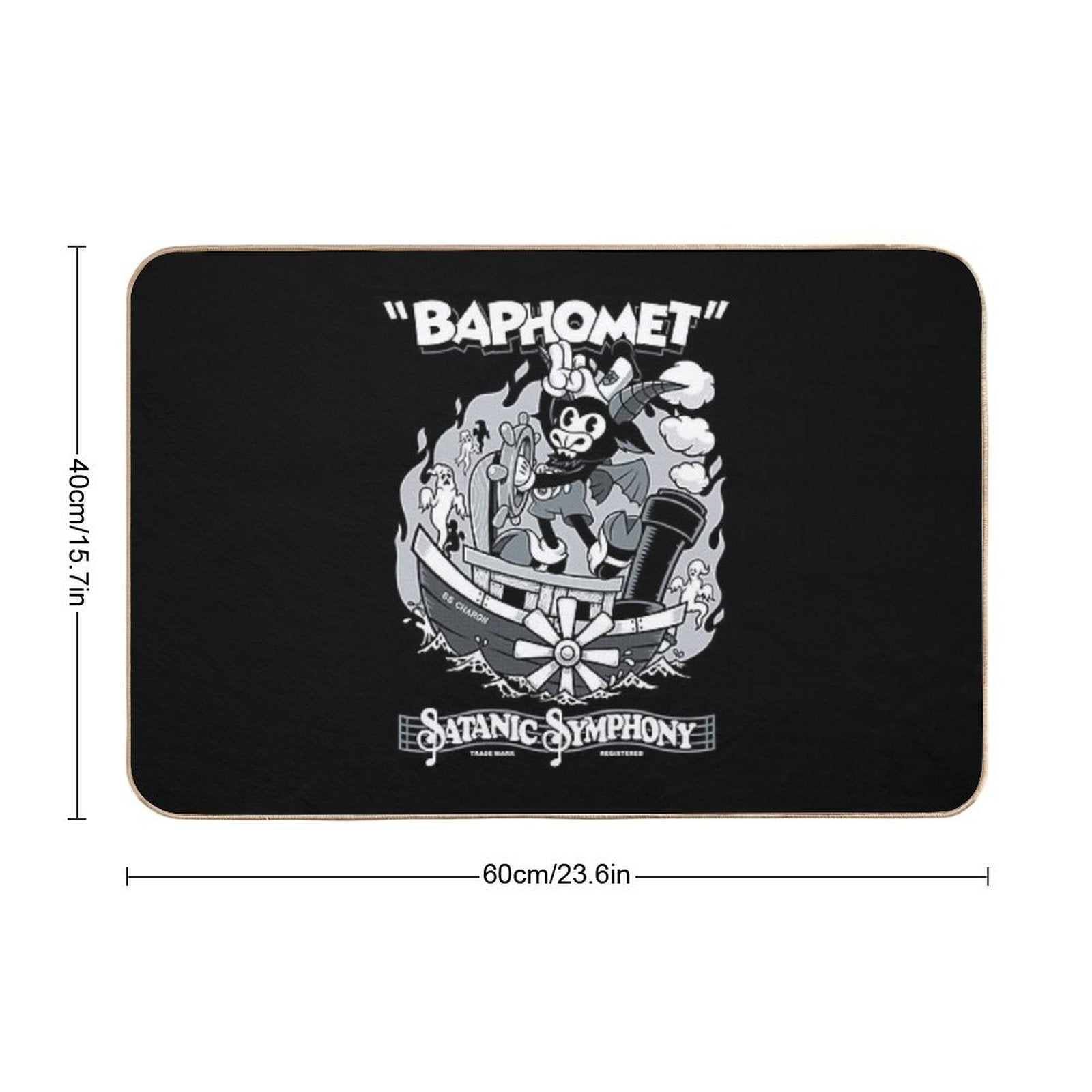 Vintage Cartoon Baphomet - Steamboat Baphy - Occult - Satanic Symphony  Rapid-Drying Bath Mat
