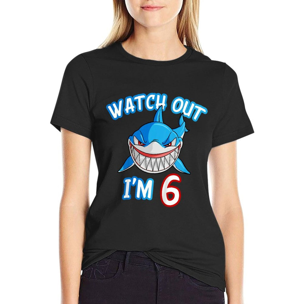 Kids 6 Yrs Old Boy Watch Out Shark SHIRT 6th Birthday  Quick-drying T-Shirt