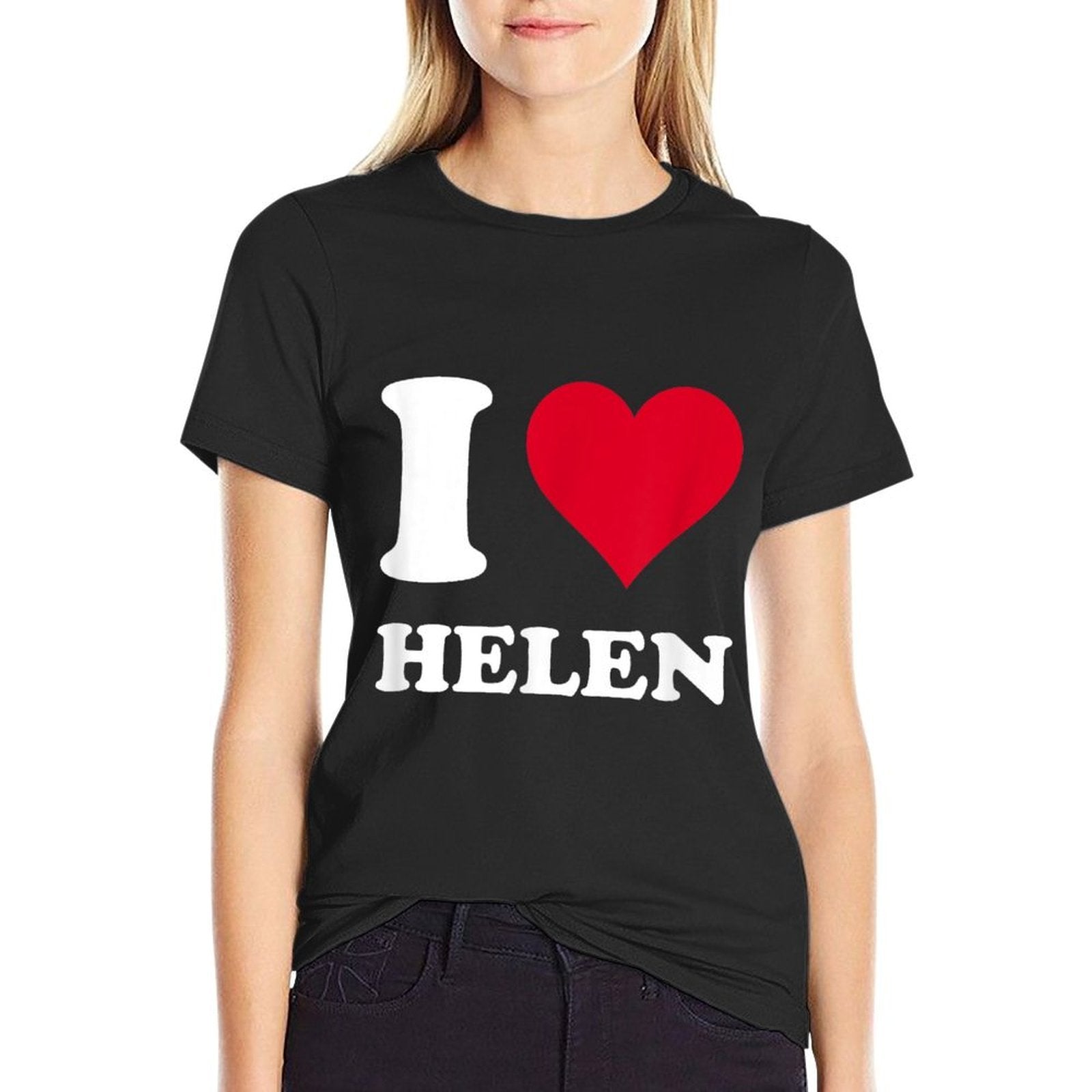 Red Heart I Love Helen  Oversized Silhouette T-Shirt