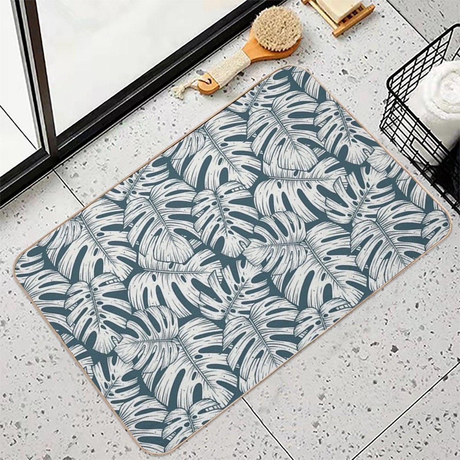 Monstera  Plants Pattern  Paradise Nature  Tropical Vibes  Jungle Pattern  Stain-Proof Bath Mat