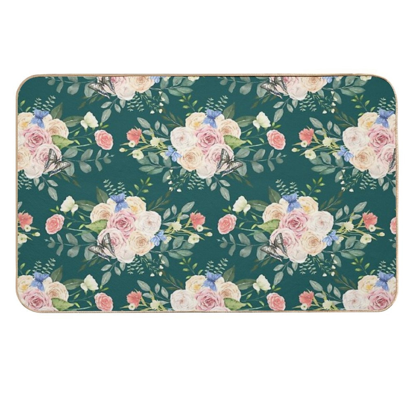 Butterflies,flowers,roses,spring,summer  Easy To Clean Bath Mat