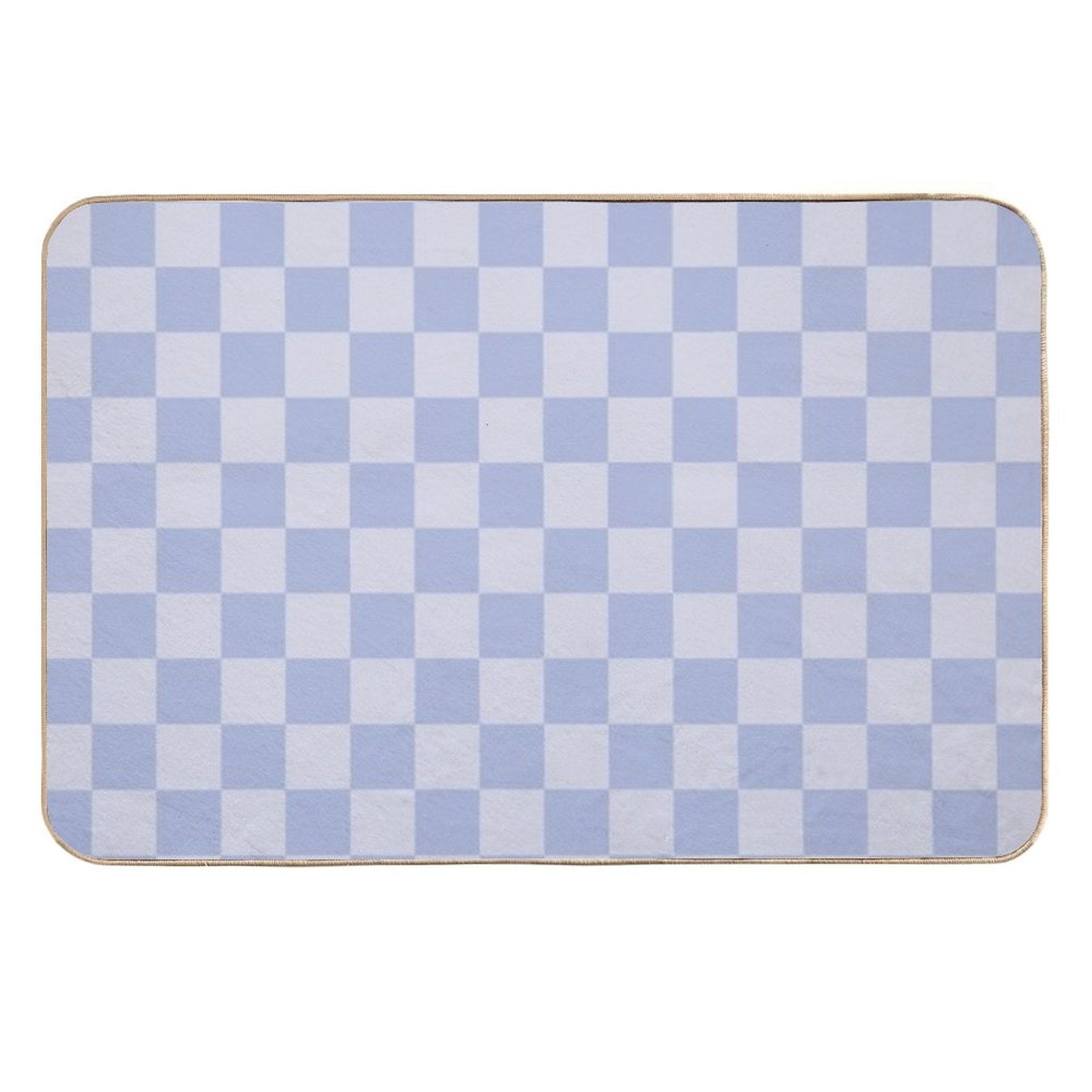 Checkerboard Mini Check Pattern in Double Pale Periwinkle Purple Durable Bath Mat