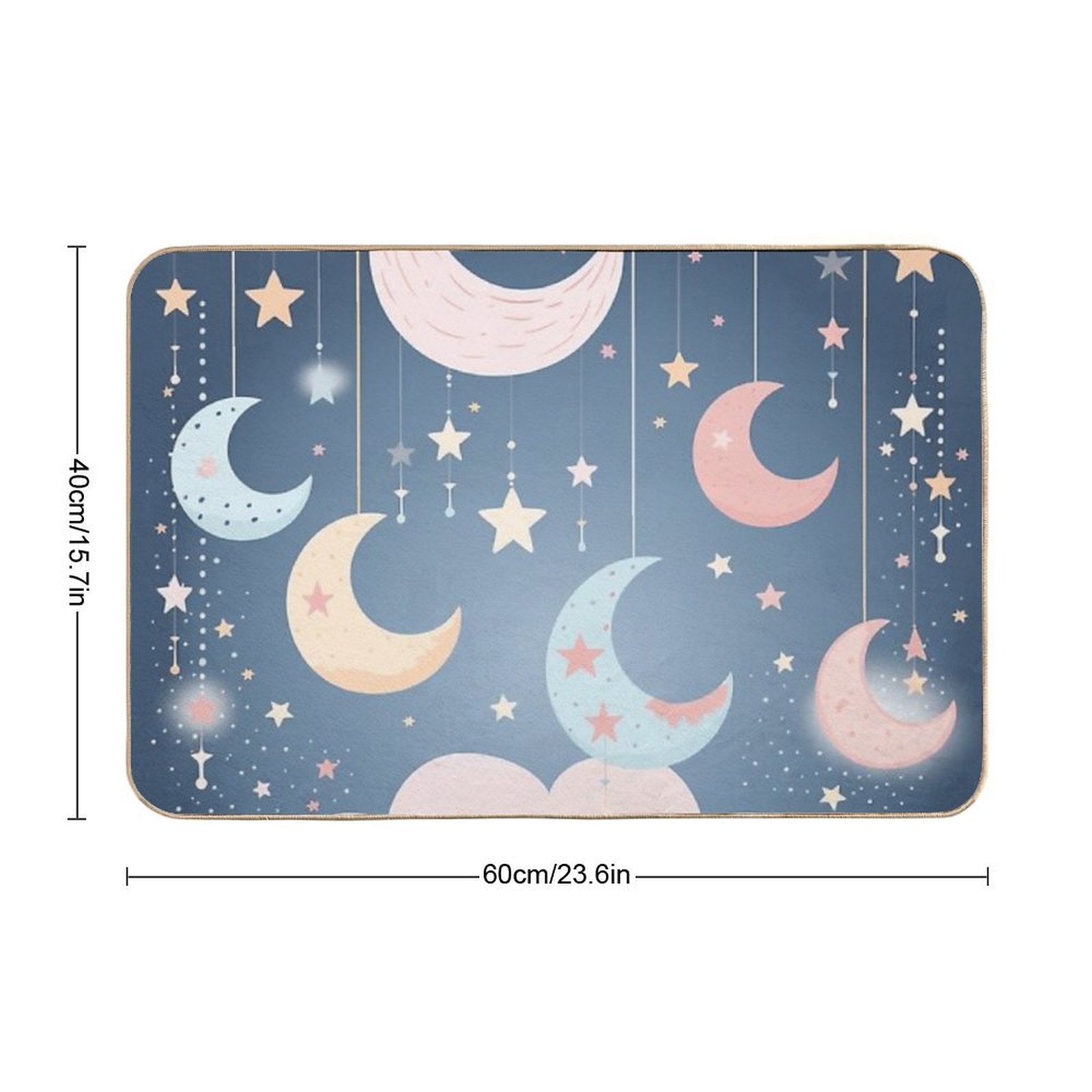 Whimsical Stars And Moon Pattern in Soft Pastel Colors  Anti-Trip Bath Mat