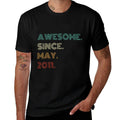 14 Years Old Awesome Since May 2011 14th Birthday  Ribbed Collar T-Shirt