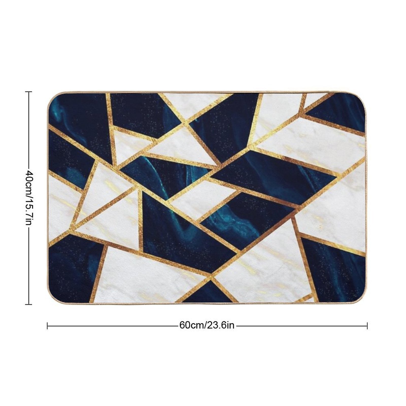 Navy Gold Stone Geometric Marble  Odorless Bath Mat