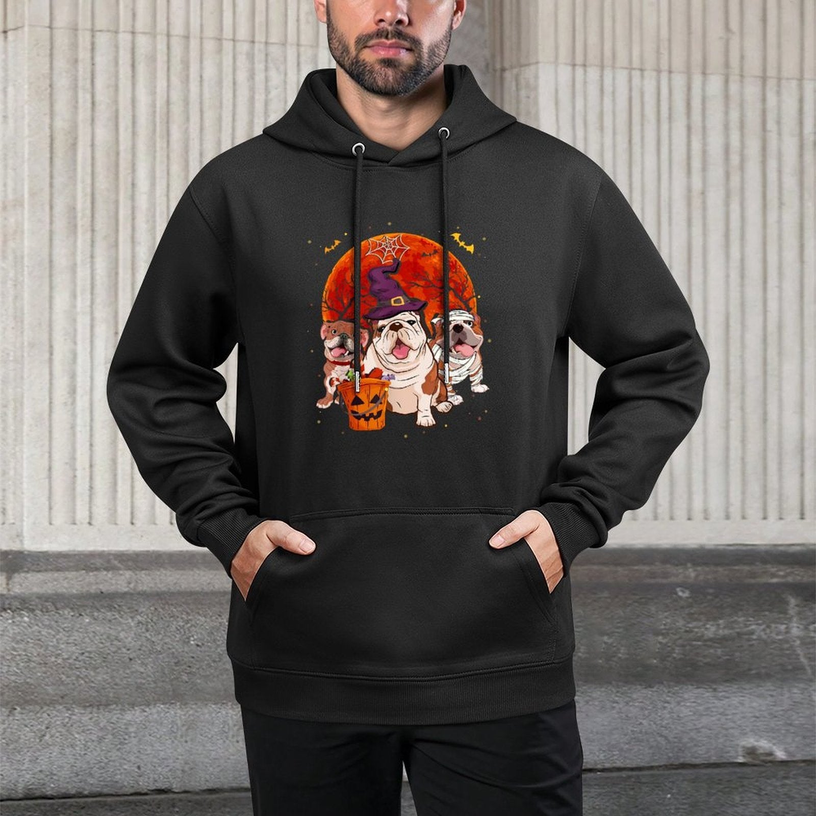 Funny English Bulldog Halloween Costume Dog Lover Gift for Men Women Kids All-Day Comfort Hoodie